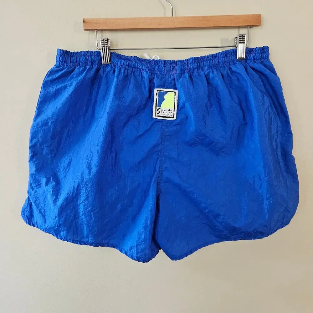 VTG Men's Umbro Soccer Shorts XL Blue 90s Sand Federation Beach Colorful USA